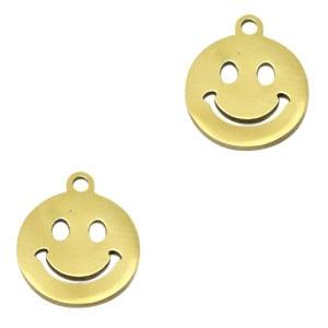 1 x Roestvrij stalen (RVS) Stainless steel bedel smiley G..., Ophalen of Verzenden, Nieuw, Kraal
