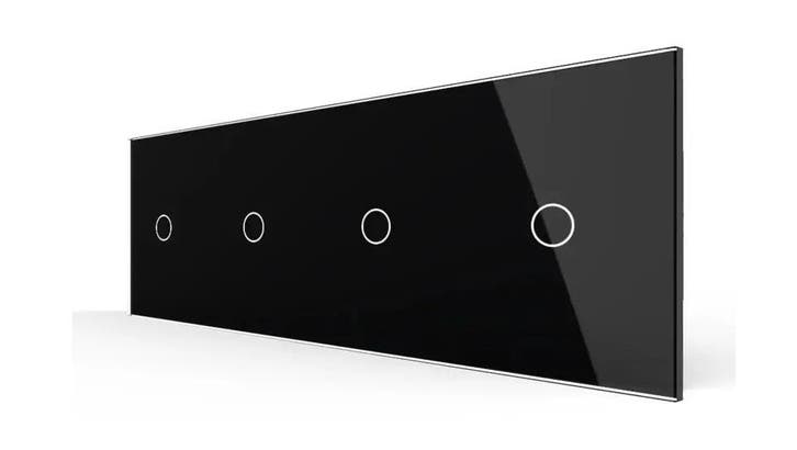 Livolo Touch Lichtschakelaar 4-Voudig | Zwart Glas | 1+1+1+1, Doe-het-zelf en Verbouw, Elektra en Kabels, Schakelaar, Nieuw, Ophalen of Verzenden