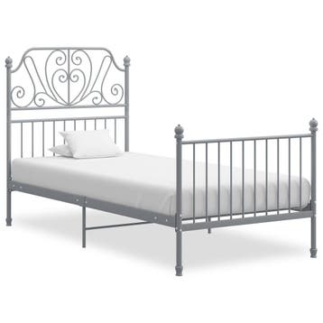 vidaXL Bedframe metaal grijs 100x200 cm, Huis en Inrichting, Slaapkamer | Bedden, 100 cm, Eenpersoons, Verzenden, Nieuw