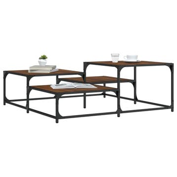 vidaXL Salontafel 107x107x40 cm bewerkt hout bruin, Verzenden, Vierkant, Nieuw, Overige houtsoorten