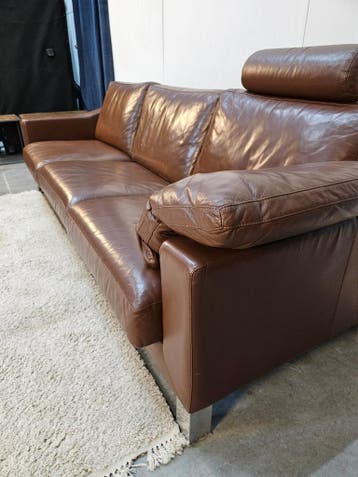 3,5-zitsbank Leolux Bruin leer | Uniek design en comfort, Ophalen of Verzenden, Nieuw