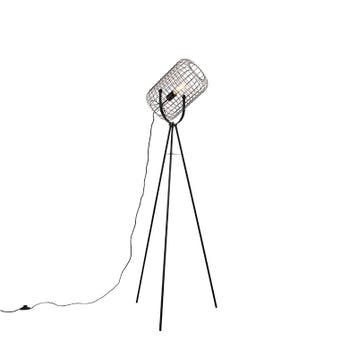 Industriële vloerlamp tripod staal zwart - Bliss Vefa, Verzenden, Nieuw, Industrieel