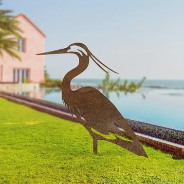 Roestkleurige Metalen Reiger Tuinbeeld - Stijlvolle Vogel Sc, Verzenden, Nieuw