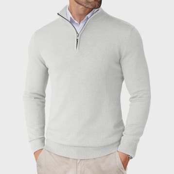 Heren Gebreide Pullover met Ritskraag - Slim Fit Lichtgewich, Verzenden, Nieuw
