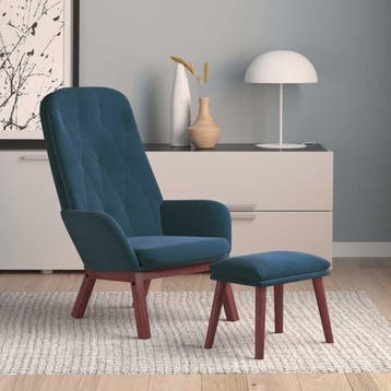 vidaXL Relaxstoel met voetenbank fluweel blauw, Verzenden, Nieuw