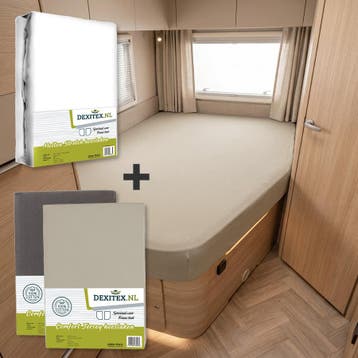 Textielpakket Frans bed - 1 molton met 2 hoeslakens - rechts, Eenpersoons, Verzenden, Nieuw, Wit