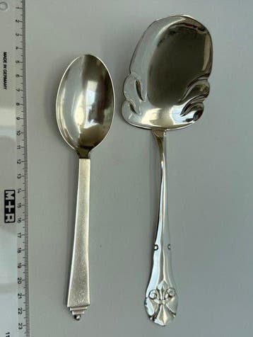 Opdienlepel (2) - .830 zilver - Deense dienlepels