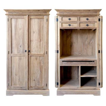 Teak computerkast met werkplek en vier ladenKasten, Ophalen of Verzenden, Nieuw