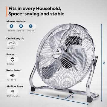 Vloerventilator - 50 cm - Industriele ventilator - Zilver -, Witgoed en Apparatuur, Ventilatoren, Verzenden, Zo goed als nieuw