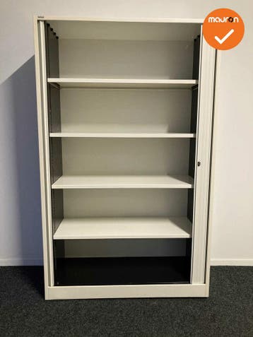 Roldeurkast - Ahrend - 195x120x45cm - wit met witte roldeure, Werkplek, Ophalen of Verzenden, Gebruikt, Kast