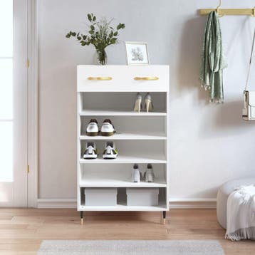 vidaXL Schoenenkast 60x35x105 cm bewerkt hout wit, Verzenden, Nieuw