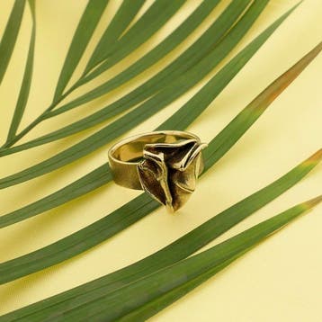 Gouden ring met organisch ontwerp, 18 tot 19, Gebruikt, Ophalen of Verzenden, Dame