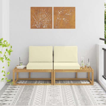 vidaXL Buiten Eind Sofa 2 st 2-zits Massief Acaciahout, Tuin en Terras, Verzenden, Nieuw, 2 zitplaatsen
