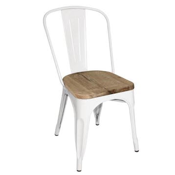 Bolero Bistro Bijzetstoelen Met Houten Zitkussen Wit (4, Zakelijke goederen, Horeca | Meubilair en Inrichting, Verzenden, Nieuw in verpakking