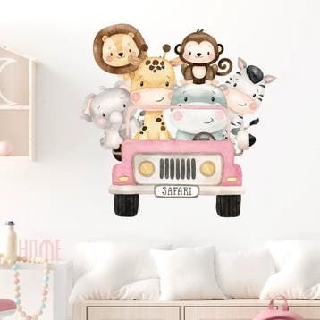 Muursticker Lovely Animals on Safari, Verzenden, Nieuw, Wanddecoratie