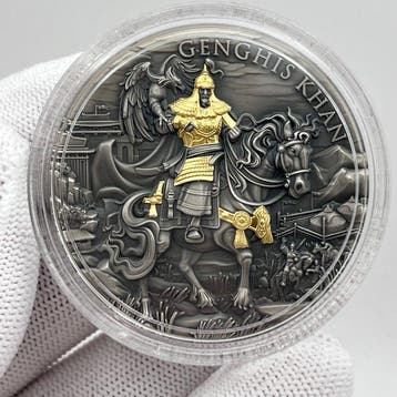 Niue. 5 Dollars 2024 – Genghis Khan (Box) – 2 oz Silver – 5