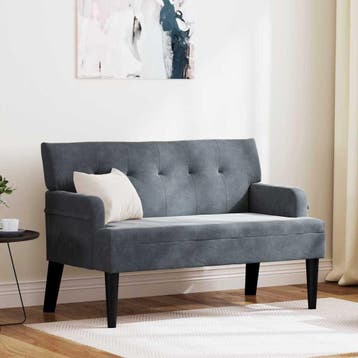 vidaXL Chesterfield Bank Donkergrijs 112 x 65,5 x 75 cm, Verzenden, Nieuw, Stof, Minder dan 150 cm