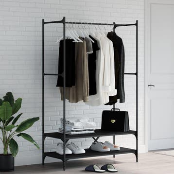 vidaXL Kledingrek met schappen bewerkt hout zwart, Kleding | Dames, Verzenden, Nieuw
