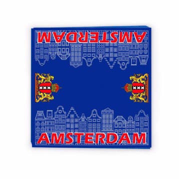 20 x Servetten blauw huisjes Amsterdam, Ophalen of Verzenden, Nieuw