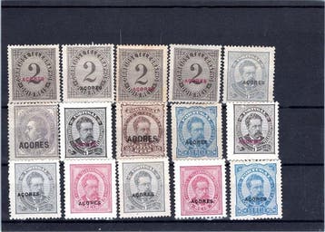 Azoren 1888/1900 - Loting van postzegels van D. Luís I,, Gestempeld