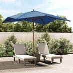 vidaXL Parasol met houten paal 300x300x273 cm azuurblauw, Verzenden, Nieuw, 3 tot 4 meter