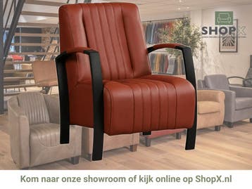 Leren fauteuil Glamour - Toledo Terra (donkercognac), Huis en Inrichting, Fauteuils, Nieuw, Ophalen of Verzenden, 50 tot 75 cm