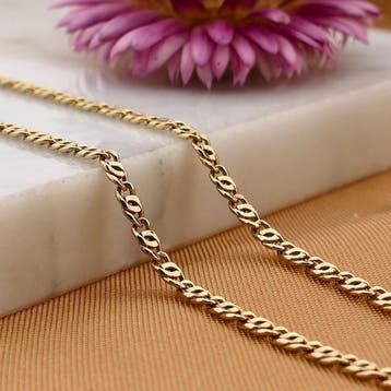 Gouden valkenoog schakelketting | 47 cm, Sieraden, Tassen en Uiterlijk, Kettingen, Ophalen of Verzenden, Gebruikt, Goud, Goud
