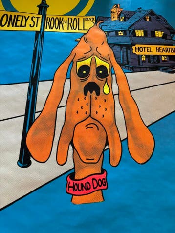 Elvis Hound Dog - vintage Poster 1977, Ophalen of Verzenden, Nieuw, Poster, Artwork of Schilderij
