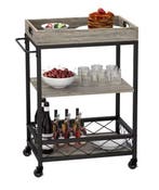 Industriële Barwagen 3-Lagen met Wijnrek en Dienblad, Verzenden, Nieuw