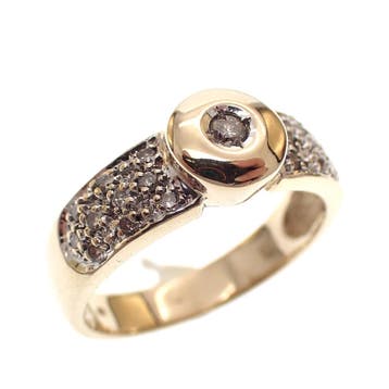 Gouden damesring met diamanten; 0,35 ct., Sieraden, Tassen en Uiterlijk, Ringen, 18 tot 19, Gebruikt, Ophalen of Verzenden, Met edelsteen