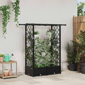 vidaXL Verhoogd Bed met Trellis en Dak Zwart 122,5 x 40 x, Verzenden, Nieuw, Minder dan 60 cm, 60 cm of meer