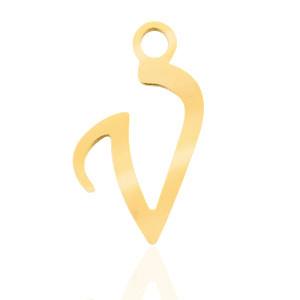 Roestvrij stalen (RVS) Stainless steel bedels initial V Goud, Ophalen of Verzenden, Nieuw, Bedel