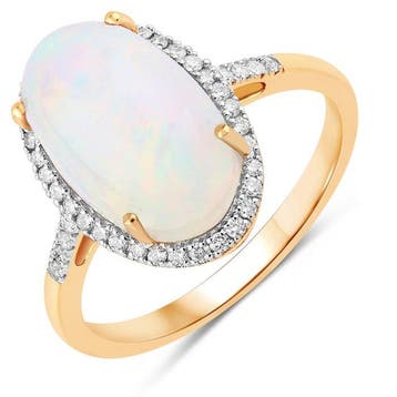 Ring - 14 karaat Geel goud - 3.00ct. tw. Opaal - Diamant -, Nieuw