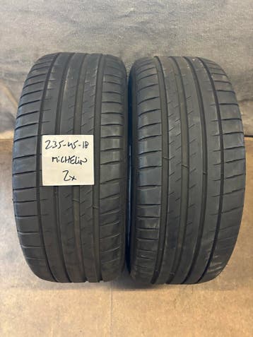 2x Michelin Pilot Sport 4 TO 235/45 R18 - 4,5 mm Zomerbanden, Ophalen, 18 inch, Gebruikt, 235 mm