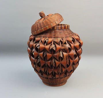 handgevlochten - Mand - Bamboe - Antieke Ikebana mand