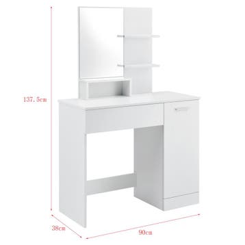 Kaptafel Krugersdorp met spiegel 137,5x90x38 cm wit, Verzenden, Nieuw