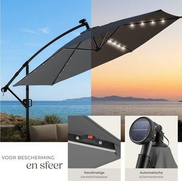 2dekans | tectake® Zweefparasol met Voet - 3 x 3 m -, Ophalen of Verzenden, Zo goed als nieuw