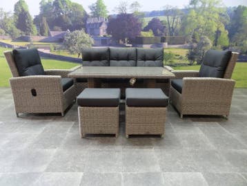 San Marino stoel-bank dining loungeset verstelbaar 6-delig, Tuin en Terras, Ophalen of Verzenden, Nieuw, Wicker
