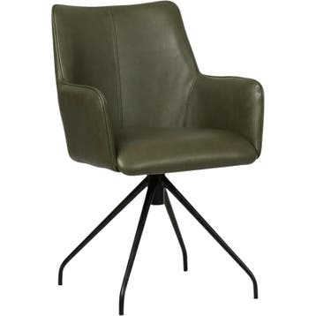 Leren eetkamerstoel Wave - Granada Moss (olijf/groen) -, Overige kleuren, Bohemian, Eigentijds, Industrieel, Modern, Scandinavisch