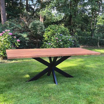Rechthoekige tuintafel met stalen kruispoot -  260 cm, Tuin en Terras, Ophalen of Verzenden, Nieuw