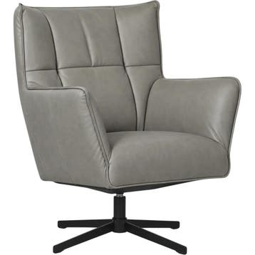 Leren draaifauteuil Lovely - Granada Steel (grijs), Nieuw, Ophalen of Verzenden, 75 tot 100 cm, Eigentijds, Modern, Retro, Vintage