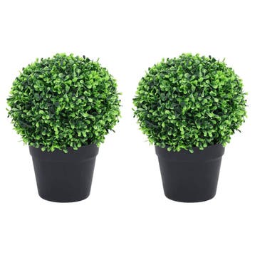 vidaXL Kunstplanten met pot 2 st buxus bolvorming 32 cm, Huis en Inrichting, Verzenden, Nieuw