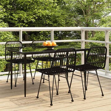 vidaXL 5-delige Tuinset poly rattan zwart, Tuin en Terras, Tuinsets en Loungesets, Verzenden, Nieuw, 4 zitplaatsen, Tuinset