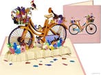 Fraai versierde Fiets met Bloemen & Vogeltjes pop-up kaart, Diversen, Verzenden, Nieuw