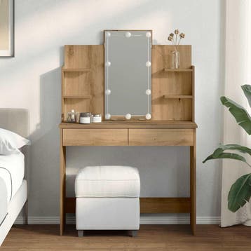 vidaXL Kaptafel met LED-verlichting 96x40x142 cm artisanaal, Huis en Inrichting, Verzenden, Nieuw