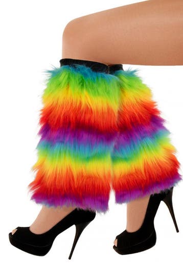 Regenboog Beenwarmers Bont Felle Kleuren Pride Nepbont Faux, Ophalen of Verzenden, Nieuw, Carnaval