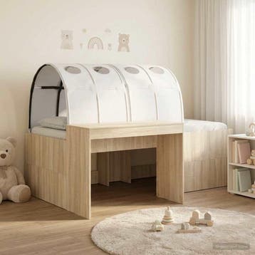 vidaXL Bed met Tunnel 3 st Artisian Eik en Wit Bewerkt hout, Verzenden, Nieuw, Bruin, Hout