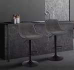 Set van 2 verstelbare barstoelen – grijs kunstleer &amp; rug, Kunststof, Verzenden, In hoogte verstelbaar, Nieuw