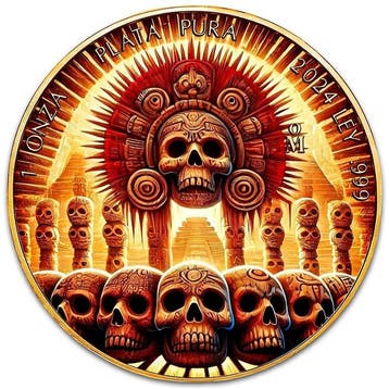 Mexico. 2024 - Libertad Tzompantli 24k Gold Gilded Colorized