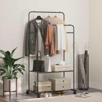 vidaXL Kledingrek met plank met wiel met opslag Zwart 80 x, Kleding | Dames, Kledingrekken, Verzenden, Nieuw